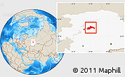 Shaded Relief Location Map of Chusovskoy, highlighted grandparent region