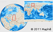 Shaded Relief Location Map of Chusovskoy, highlighted parent region, within the entire country
