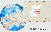 Shaded Relief Location Map of Chusovskoy, highlighted parent region