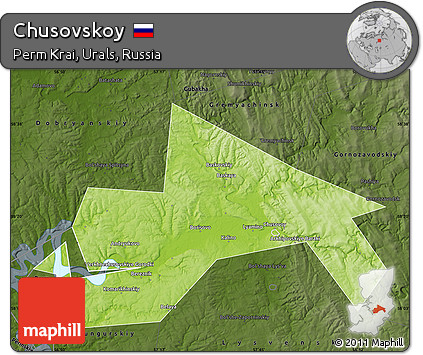 Physical Map of Chusovskoy, darken