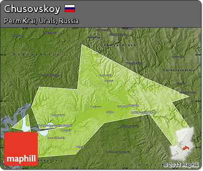 Physical Map of Chusovskoy, darken