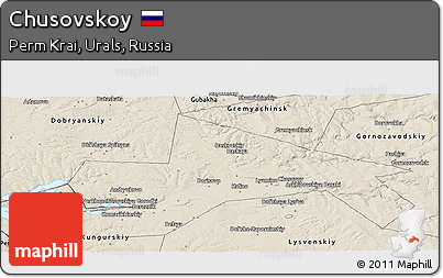 Shaded Relief Panoramic Map of Chusovskoy