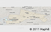Shaded Relief Panoramic Map of Chusovskoy, semi-desaturated