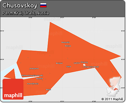 Political Simple Map of Chusovskoy, single color outside