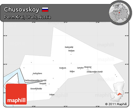 Silver Style Simple Map of Chusovskoy, single color outside