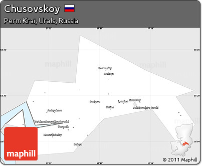 Silver Style Simple Map of Chusovskoy, single color outside