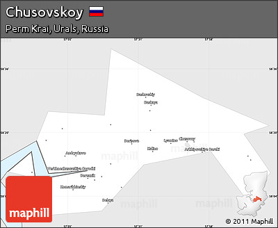 Silver Style Simple Map of Chusovskoy, single color outside