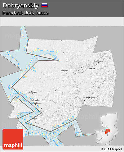 Gray 3D Map of Dobryanskiy, single color outside