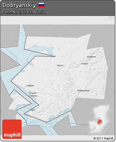 Gray 3D Map of Dobryanskiy, single color outside