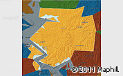 Political 3D Map of Dobryanskiy, darken