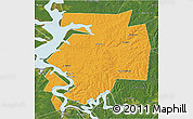 Political 3D Map of Dobryanskiy, satellite outside