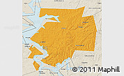 Political 3D Map of Dobryanskiy, shaded relief outside