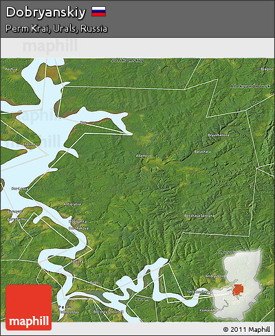 Satellite 3D Map of Dobryanskiy