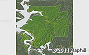Satellite 3D Map of Dobryanskiy, semi-desaturated