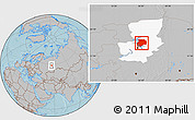 Gray Location Map of Dobryanskiy, highlighted parent region, hill shading