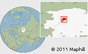 Savanna Style Location Map of Dobryanskiy, highlighted grandparent region, hill shading