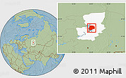 Savanna Style Location Map of Dobryanskiy, highlighted parent region, hill shading