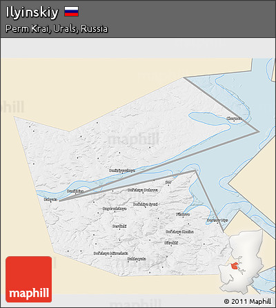 Classic Style 3D Map of Ilyinskiy, single color outside