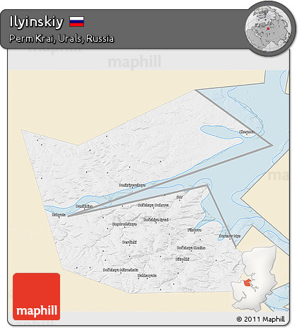 Classic Style 3D Map of Ilyinskiy, single color outside