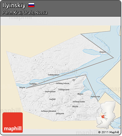 Classic Style 3D Map of Ilyinskiy, single color outside