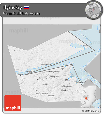 Gray 3D Map of Ilyinskiy, single color outside