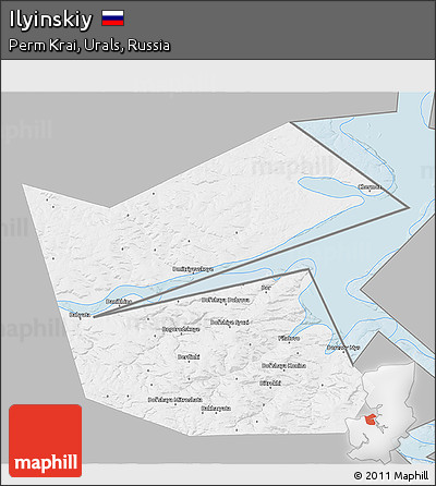 Gray 3D Map of Ilyinskiy, single color outside