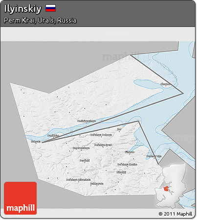 Gray 3D Map of Ilyinskiy, single color outside