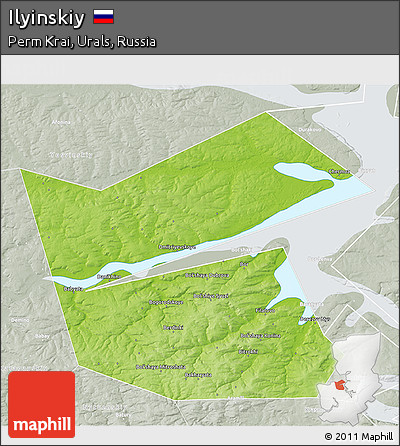Physical 3D Map of Ilyinskiy, lighten, semi-desaturated