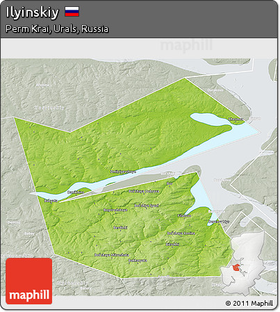 Physical 3D Map of Ilyinskiy, lighten, semi-desaturated