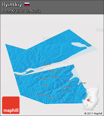 Political 3D Map of Ilyinskiy, cropped outside