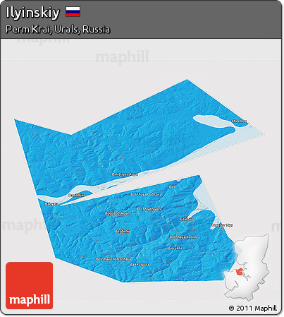 Political 3D Map of Ilyinskiy, cropped outside