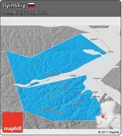 Political 3D Map of Ilyinskiy, desaturated