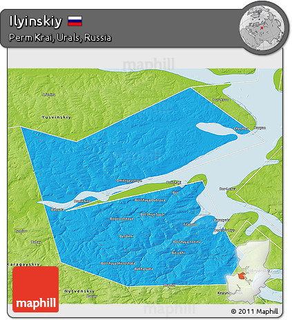 Political 3D Map of Ilyinskiy, physical outside