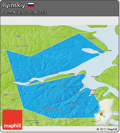 Political 3D Map of Ilyinskiy, physical outside