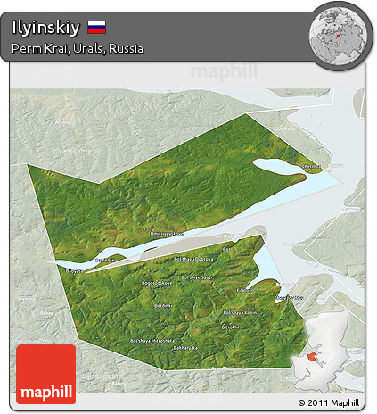 Satellite 3D Map of Ilyinskiy, lighten