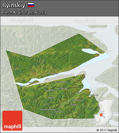 Satellite 3D Map of Ilyinskiy, lighten