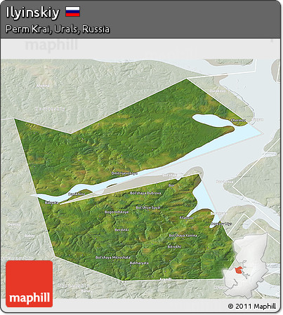 Satellite 3D Map of Ilyinskiy, lighten