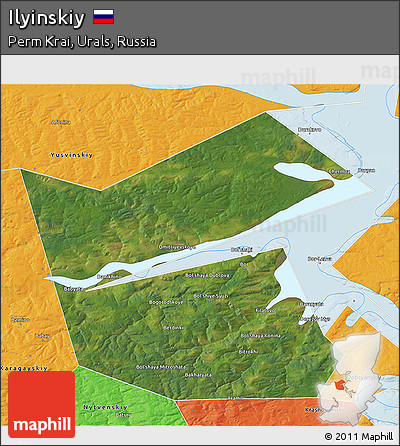Satellite 3D Map of Ilyinskiy, political outside