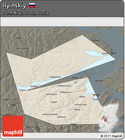 Shaded Relief 3D Map of Ilyinskiy, darken