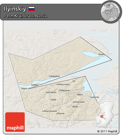 Shaded Relief 3D Map of Ilyinskiy, lighten