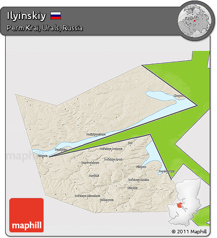 Shaded Relief 3D Map of Ilyinskiy, single color outside
