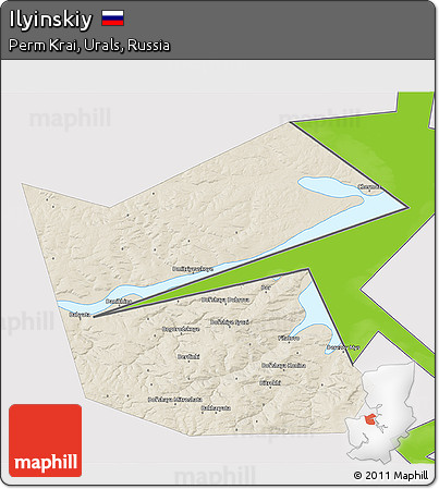 Shaded Relief 3D Map of Ilyinskiy, single color outside