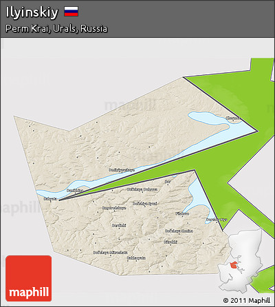 Shaded Relief 3D Map of Ilyinskiy, single color outside