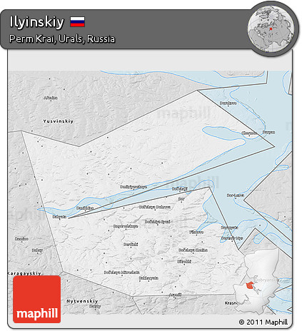 Silver Style 3D Map of Ilyinskiy