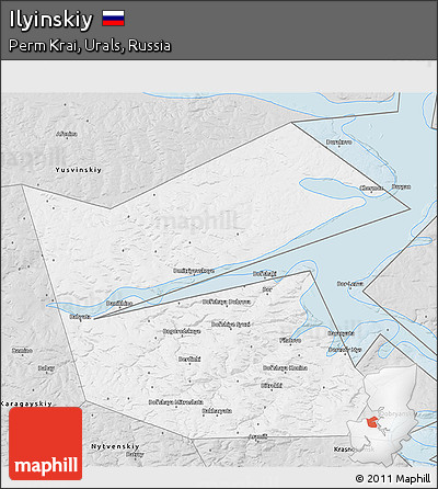 Silver Style 3D Map of Ilyinskiy