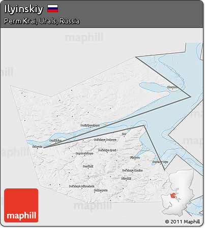 Silver Style 3D Map of Ilyinskiy, single color outside