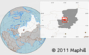 Gray Location Map of Ilyinskiy, highlighted country, highlighted parent region, hill shading
