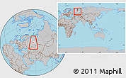 Gray Location Map of Ilyinskiy, highlighted parent region, within the entire country