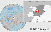 Gray Location Map of Ilyinskiy, highlighted parent region, highlighted grandparent region, hill shading