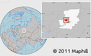 Gray Location Map of Ilyinskiy, highlighted parent region, hill shading